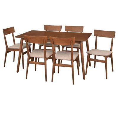 7pc Newington Mid-Century Dining Set Walnut/Mocha - Lifestorey - Image 5