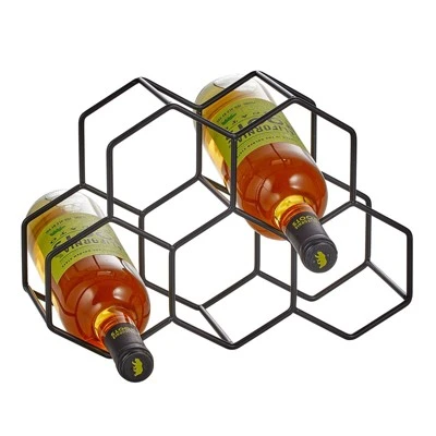 MDesign Honeycomb 5 Bottle Wine Rack For Kitchen Counter Or Fridge - Image 6