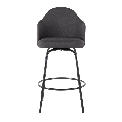 Set Of 2 Ahoy Metal/Polyester Counter Height Barstools Black/Charcoal - LumiSource - Image 5