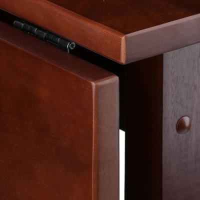 3pc 24" Lynnwood High Drop Leaf Counter Height Extendable Dining Table Set With Saddle Seat Stool Walnut - Winsome - Image 10