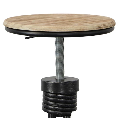 Vintage Metal Frame Swivel Counter Height Barstool With Round Seat Brown/Black - Benzara - Image 5