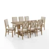 9pc Joanna Dining Set With 8 Upholstered Back Chairs Rustic Brown - Crosley