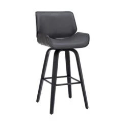 26" Tyler Swivel Faux Leather Wood Counter Height Barstool Gray - Armen Living