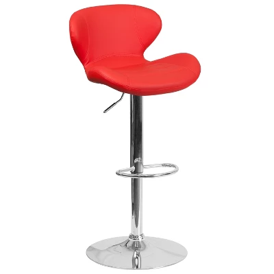 Flash Furniture Contemporary Adjustable Height Barstool With Curved Back And Chrome Base - Image 15