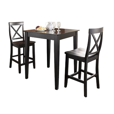 3pc Pub Dining Set With X-Back Stools Black - Crosley - Image 2