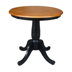 Set Of 3 30" Round Dining Table With 2 Back Chairs Black/Red - International Concepts