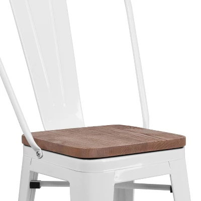 Emma And Oliver 24"H Metal Counter Height Stool With Back And Square Wood Seat - Image 5