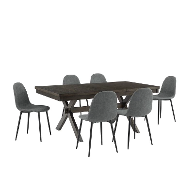 7pc Hayden Extendable Dining Set With Weston Chairs Distressed Gray/Slate - Crosley - Image 3