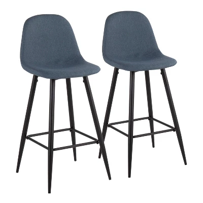 Set Of 2 Pebble Metal Polyester Barstools - Lumisource - Image 9