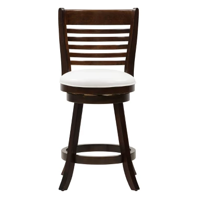 Set Of 2 Woodgrove Counter Height Barstools With Slat Backrest Dark Cappuccino White - CorLiving - Image 2