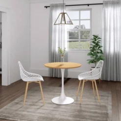 31.5" Kurv Dining Table Medium Oak/White - Jamesdar