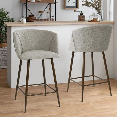 26" Chole Armrest Upholstered Counter Height Stool With Walnut Legs (Set Of 2)-Maison Boucle - Image 10