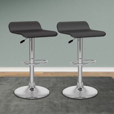 Set Of 2 Adjustable Curved Leatherette Barstool - Corliving - Image 4