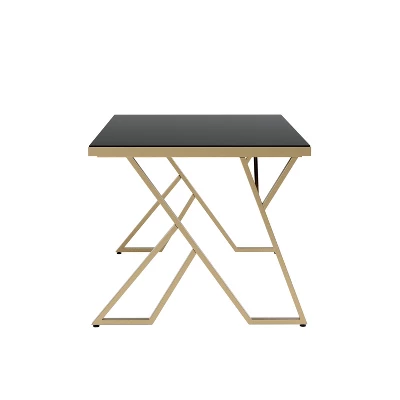 Jalama Glam Glass Top Gold Frame Dining Table - HOMES: Inside + Out - Image 3