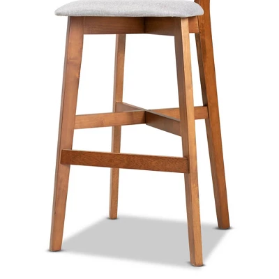 2pc Cameron Wood Counter Height Barstools Gray/Walnut/Brown - Baxton Studio - Image 4