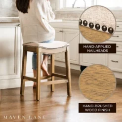 Maven Lane Adrien Backless Saddle Kitchen Bar Stool