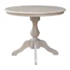 36"x36" Solid Wood Round Pedestal Dining Table Washed Gray Taupe - International Concepts