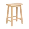 PJ Wood Classic Saddle-Seat 29" Tall Kitchen Counter Stool For Homes, Dining Spaces, And Bars W/Backless Seat, 4 Square Legs, Natural (4 Pack)