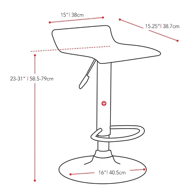 Set Of 2 Adjustable Curved Leatherette Barstool - Corliving - Image 6