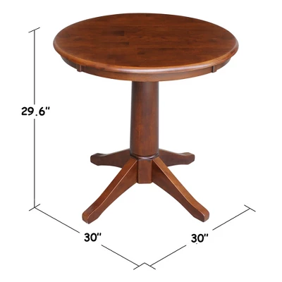 30" Nick Round Top Pedestal Table Espresso - International Concepts - Image 2