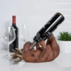 True Mischievous Moose Polyresin Wine Bottle Holder Set Of 1, Brown, Holds 1 Standard Wine Bottle, Brown Finish