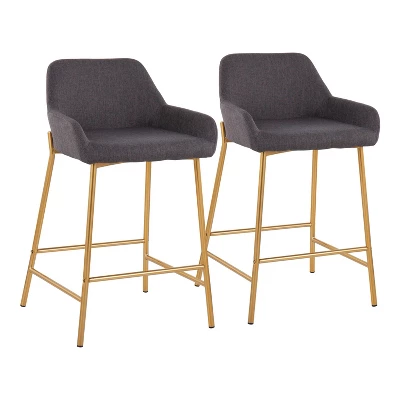 Set Of 2 Daniella Metal/Polyester Counter Height Barstools - LumiSource - Image 13