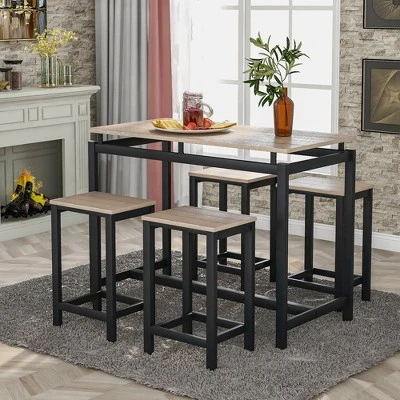Modernluxe 5-Piece Kitchen Counter Height Table Set With 4 Chairs-Industrial - Image 7