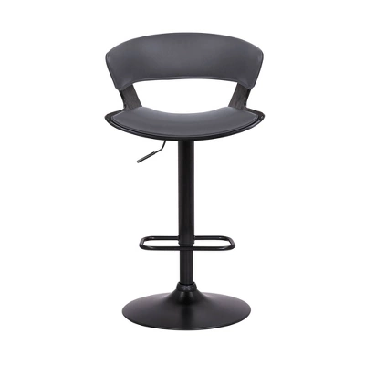 Karine Adjustable Swivel Faux Leather Metal Barstool Gray/Black - Armen Living