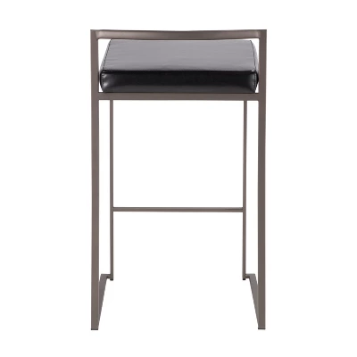 Set Of 2 26" Fuji Contemporary Stackable Counter Height Barstools Antique With Cushion - Image 4