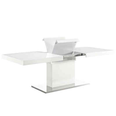 Vector Extendable Dining Table White Silver - Modway