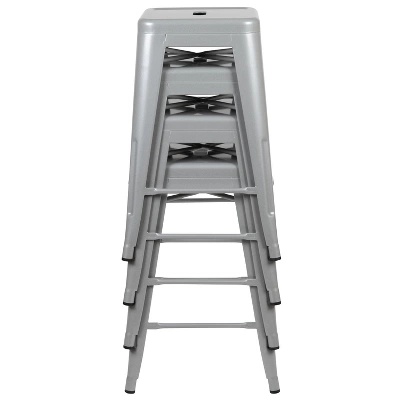 Flash Furniture 24" High Metal Counter-Height, Indoor Bar Stool - Stackable Set Of 4 - Image 6