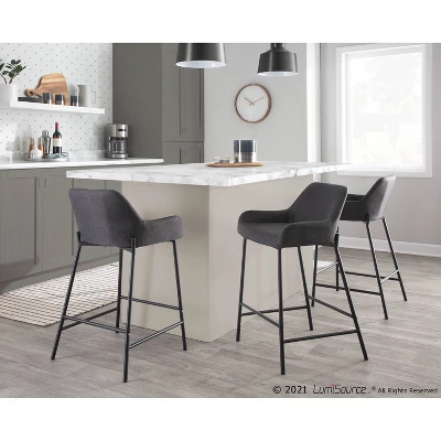 Set Of 2 Daniella Metal/Polyester Counter Height Barstools - LumiSource - Image 9