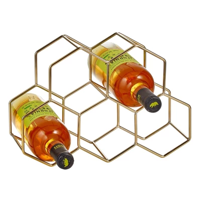 MDesign Honeycomb 5 Bottle Wine Rack For Kitchen Counter Or Fridge - Image 8