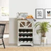 LuxenHome White And Natural Wood 2-Door Wine Cabinet