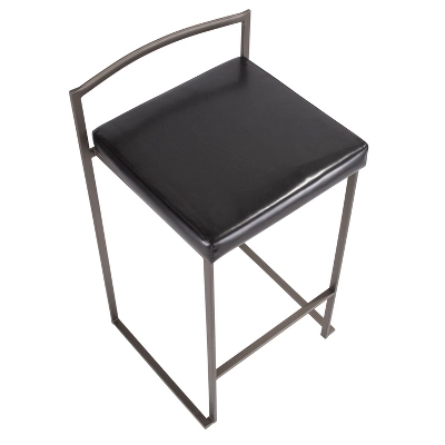 Set Of 2 26" Fuji Contemporary Stackable Counter Height Barstools Antique With Cushion - Image 6