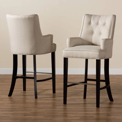 2pc Aldon Upholstered And Wood Bar Stool Set - Baxton Studio - Image 6