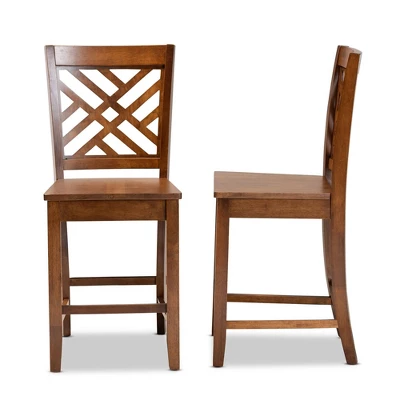 2pc Caron Wood Counter Stool Set - Baxton Studio - Image 2