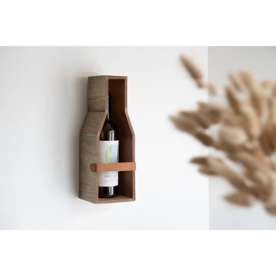Single Bottle Rustic White Wood Wall Mount Wine Rack - Foreside Home & Garden - Image 6