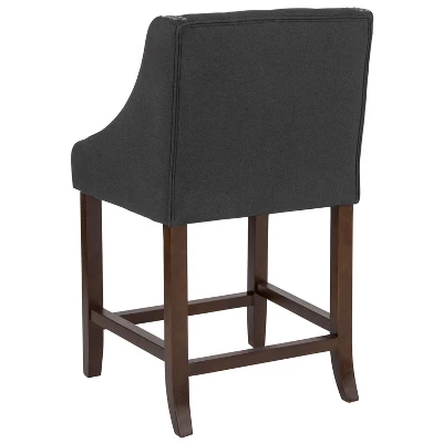 Emma And Oliver 24"H Transitional Tufted Walnut Counter Stool - Image 6