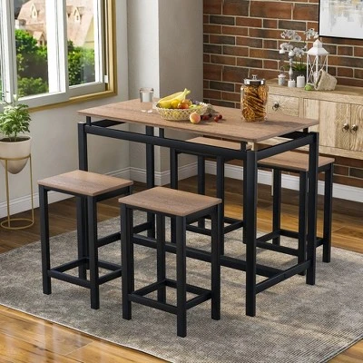 Modernluxe 5-Piece Kitchen Counter Height Table Set With 4 Chairs-Industrial - Image 9