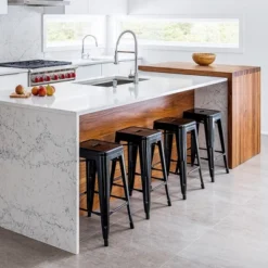 Yaheetech 24" Set Of 4 Metal Counter Height Backless Stackable Bar Stools Indoor/Outdoor