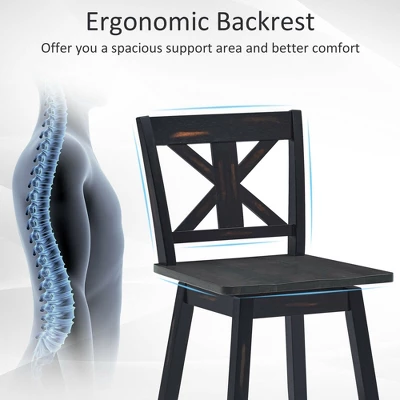 Costway 4PCS Swivel Bar Stools W/ Footrest Counter Height Chairs For Home - Image 3