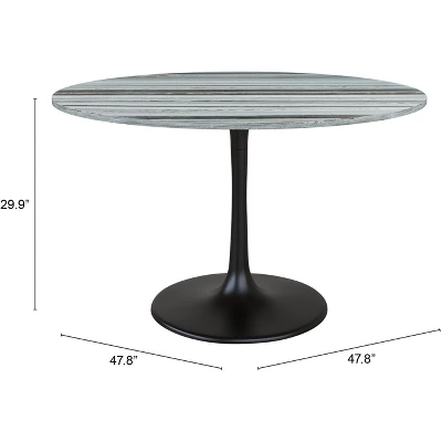 47.2" Stephanie Round Marble Dining Table Gray - ZM Home - Image 8